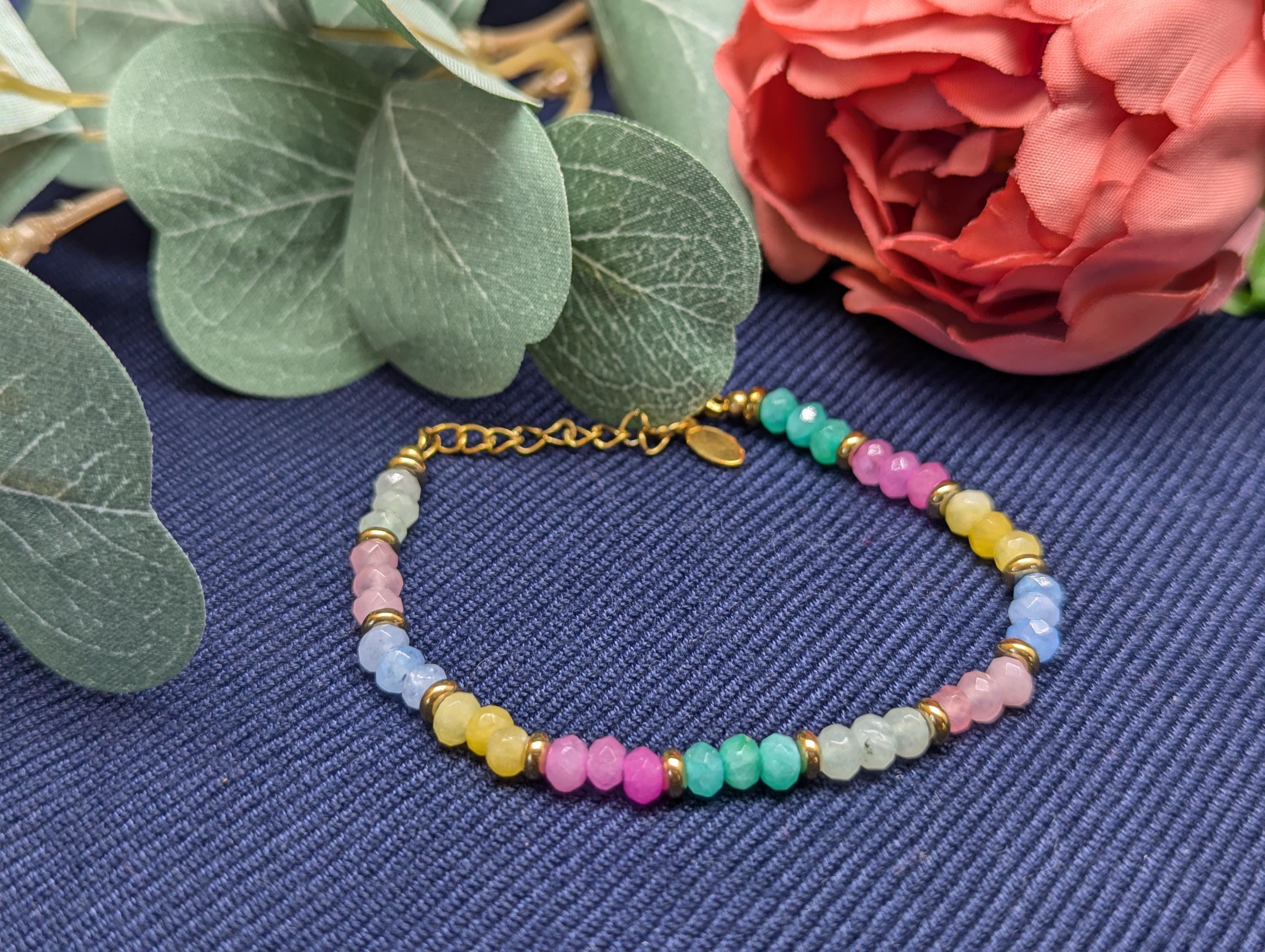 Armband für jeden Tag, Schmuckidee als Geburtstagsgeschenk für sie, Armband im Boho-Stil für jeden Tag, Regenbogenarmband, Geschenk für die beste Freundin