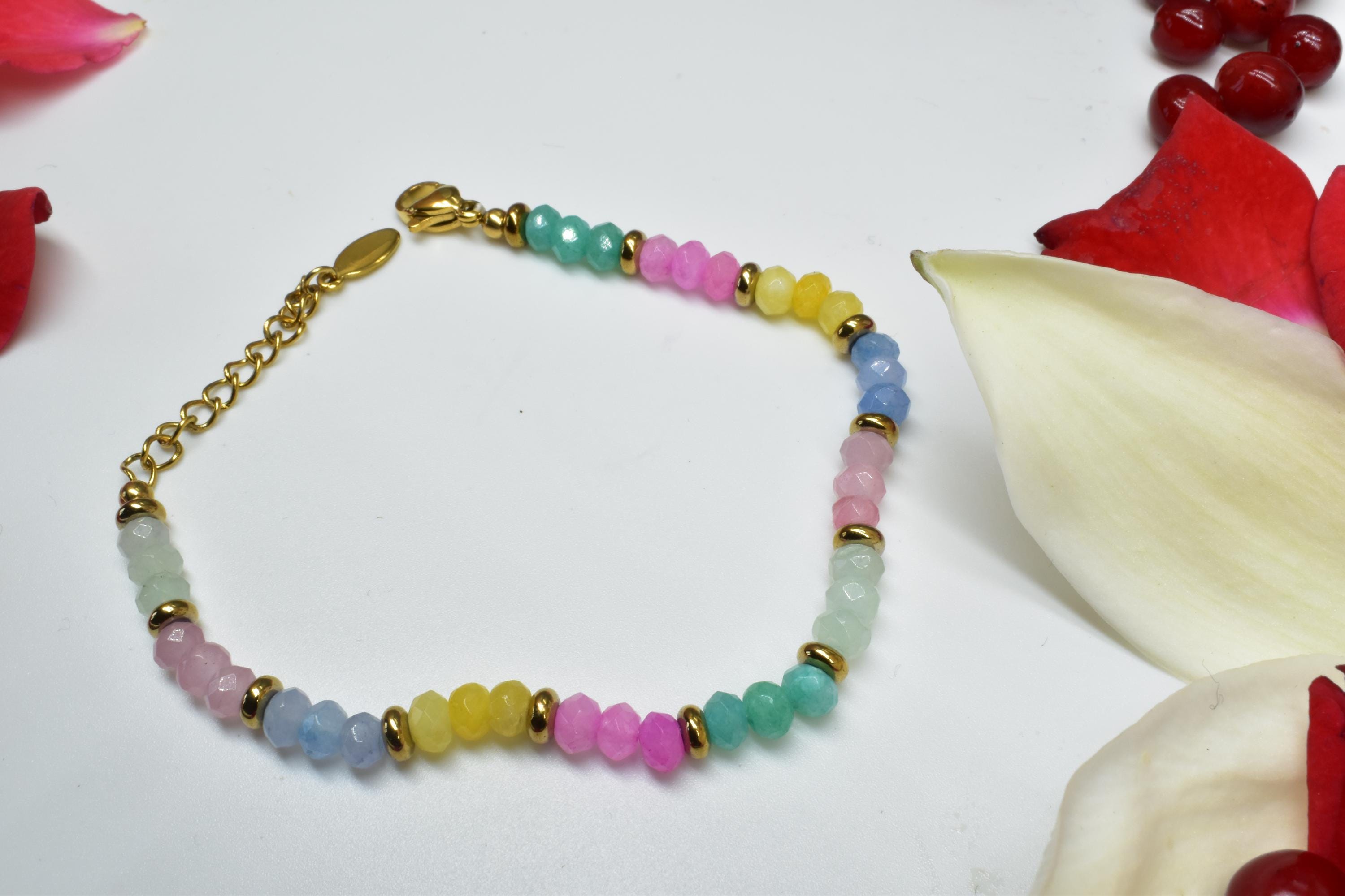 Armband für jeden Tag, Schmuckidee als Geburtstagsgeschenk für sie, Armband im Boho-Stil für jeden Tag, Regenbogenarmband, Geschenk für die beste Freundin