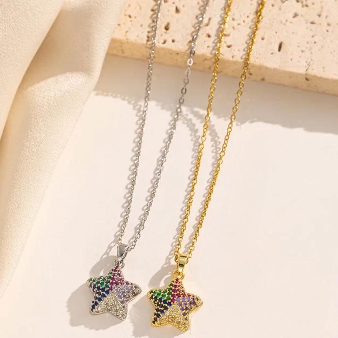 Zierlicher Schmuck für jeden Tag, Halskette mit Sternanhänger, Halskette für jeden Tag, Silberkette für die beste Freundin, Goldkette, Geschenk für Sie