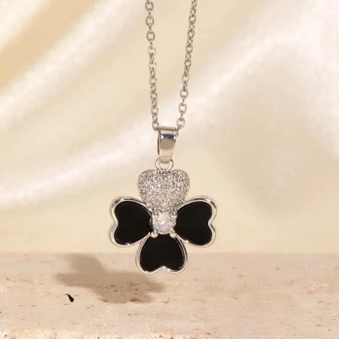 Alltagsschmuck für jeden Tag, Halskette mit vierblättrigem Kleeblatt-Charm, Goldkette, Silberkette, Jahrestags- und Geburtstagsgeschenk für Sie