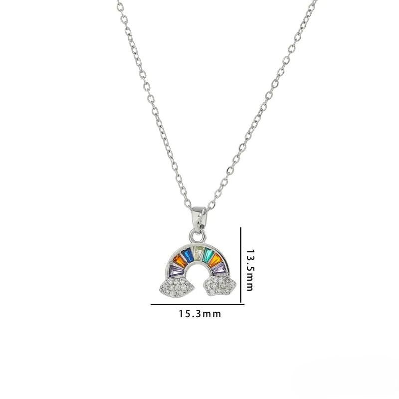 Zierlicher Schmuck für jeden Tag, Halskette mit Regenbogen-Anhänger, Halskette für jeden Tag, Silberkette für die beste Freundin, Goldkette, Geschenk für Sie