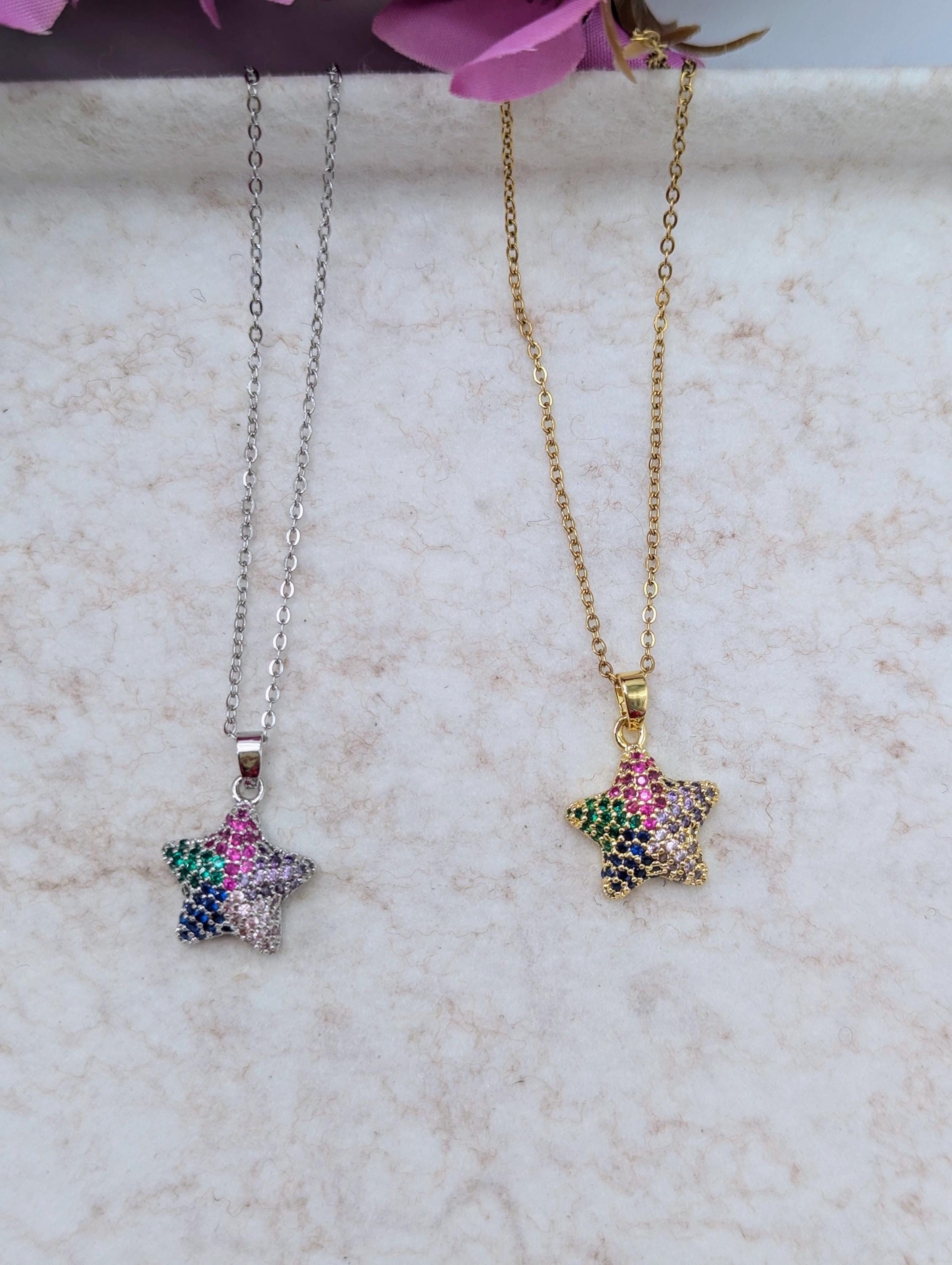 Zierlicher Schmuck für jeden Tag, Halskette mit Sternanhänger, Halskette für jeden Tag, Silberkette für die beste Freundin, Goldkette, Geschenk für Sie