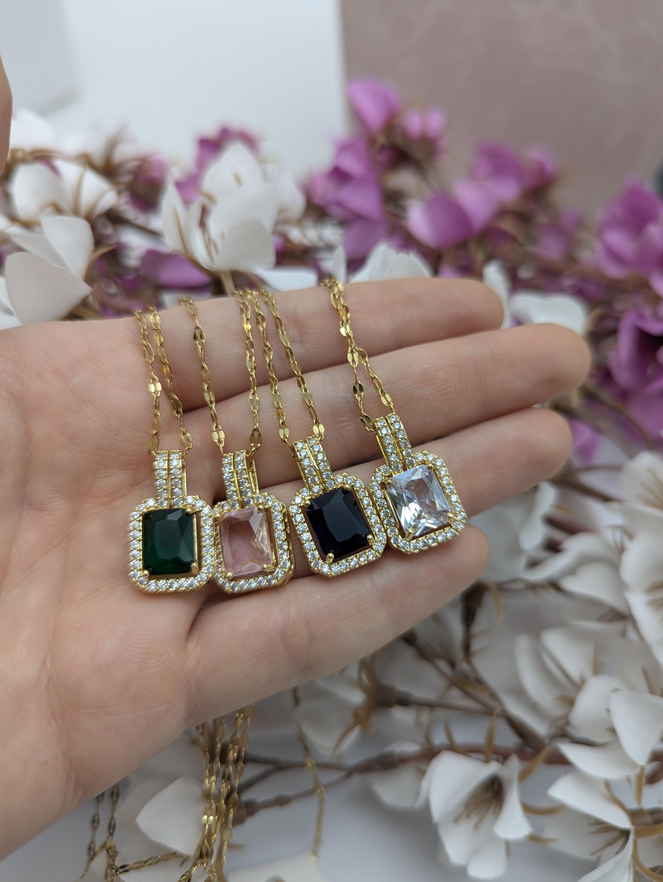 Luxus-Schmuck-Halskette mit Diamant-Imitation, 18 Karat vergoldet, Statement-Halskette, Kunstdiamanten, erschwingliches Diamant-Jubiläumsgeschenk für Sie