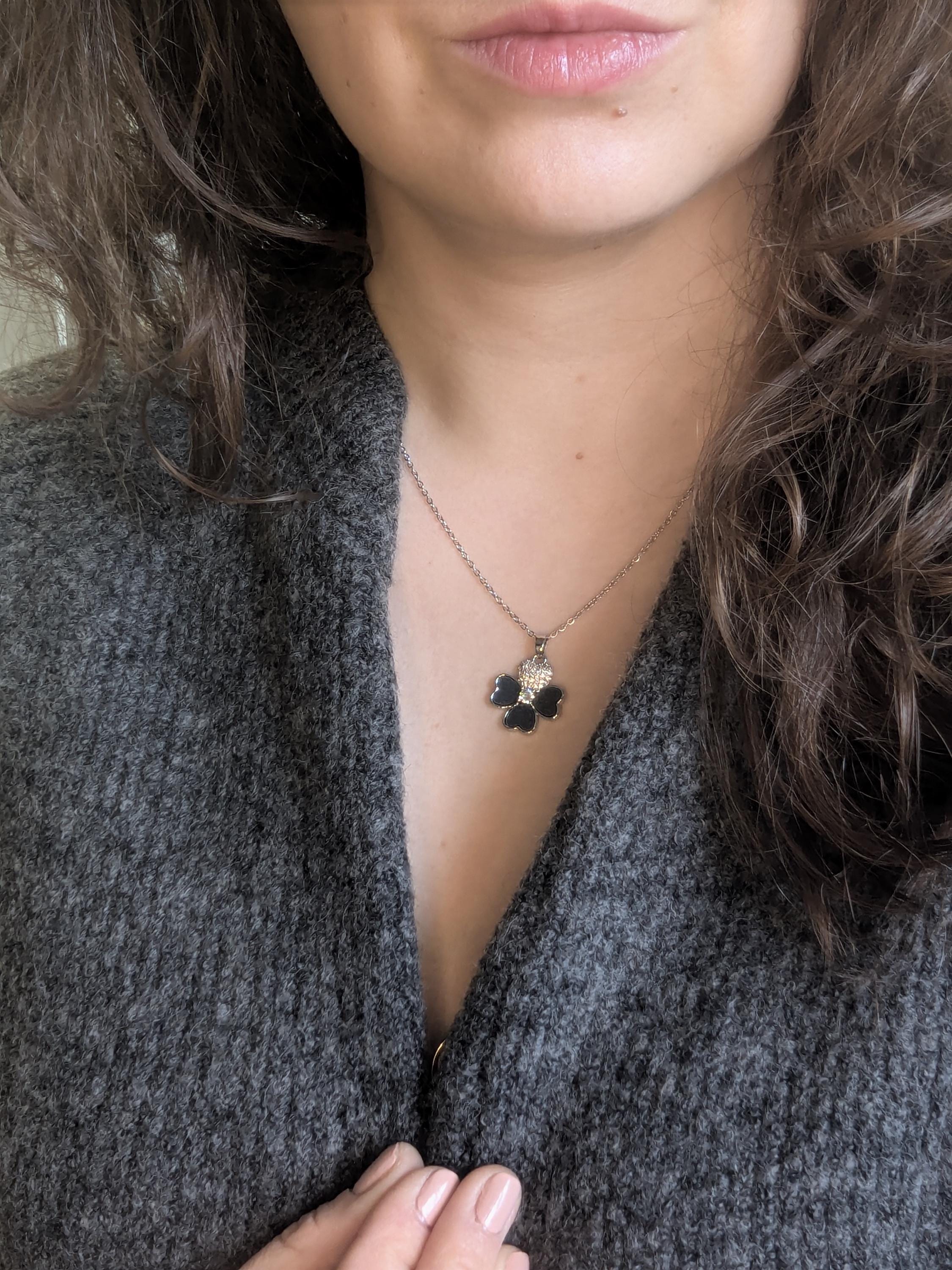 Alltagsschmuck für jeden Tag, Halskette mit vierblättrigem Kleeblatt-Charm, Goldkette, Silberkette, Jahrestags- und Geburtstagsgeschenk für Sie