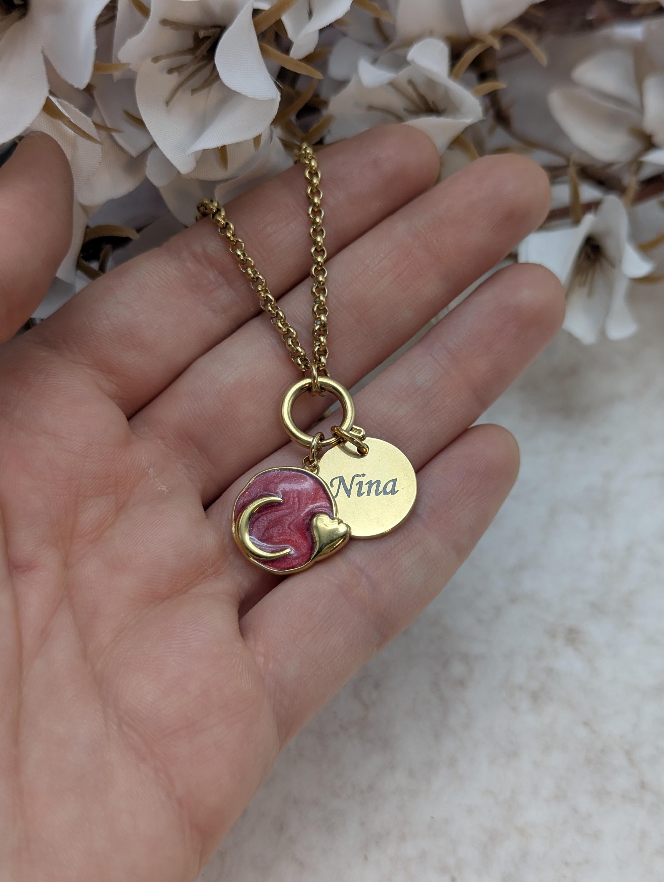 Personalisierter Schmuck für jeden Tag, Halskette mit eingraviertem Namen, individuelle trendige Charm-Halskette, personalisiertes Geschenk für die Frau, Geburtstagsgeschenk für Sie