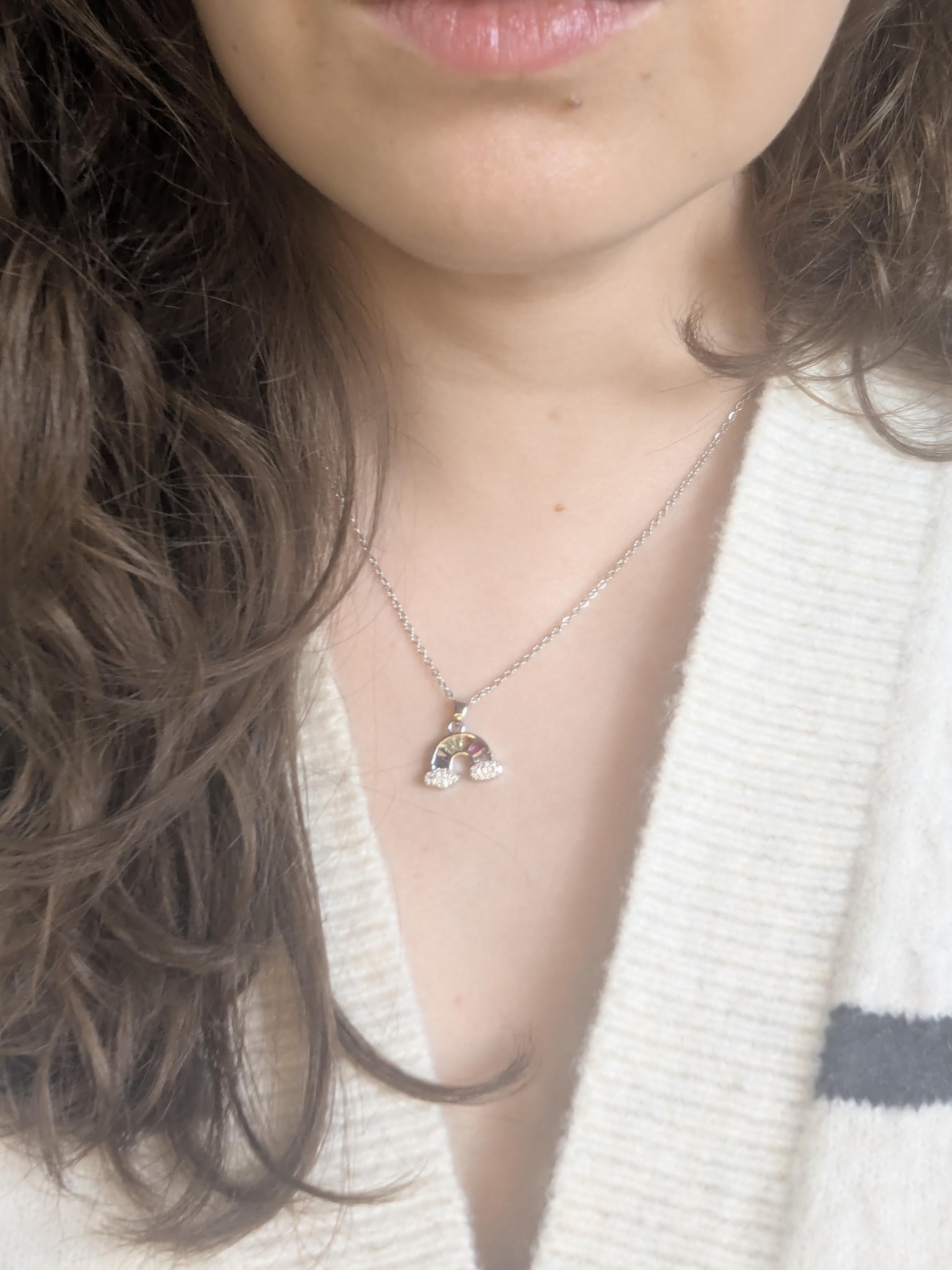 Zierlicher Schmuck für jeden Tag, Halskette mit Regenbogen-Anhänger, Halskette für jeden Tag, Silberkette für die beste Freundin, Goldkette, Geschenk für Sie
