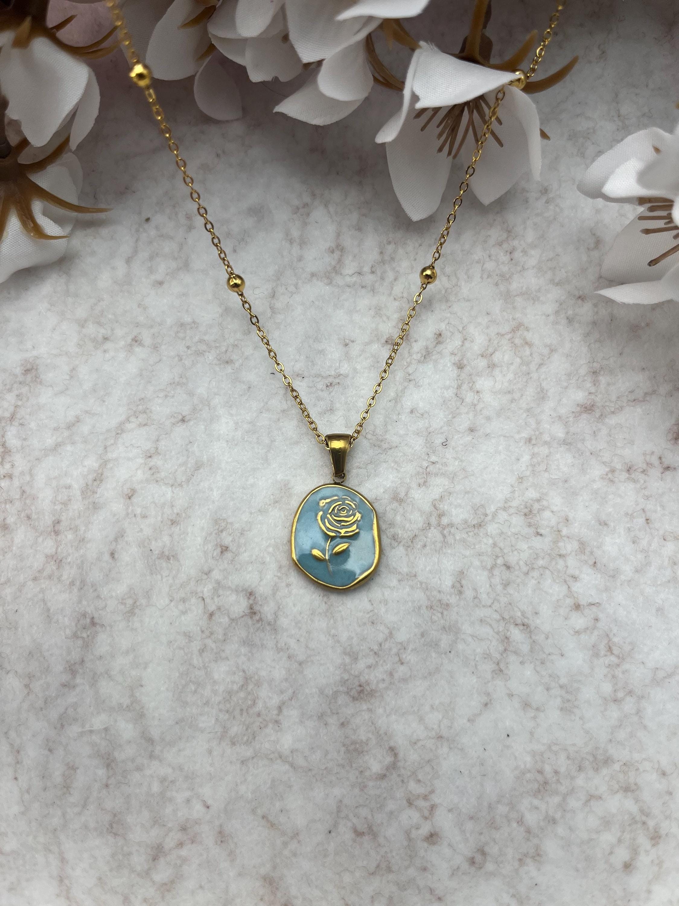 Minimalistischer Schmuck für jeden Tag Halskette mit Rosenanhänger Halskette für jeden Tag Blumenschmuck Idee für Goldkette Geschenk für Sie